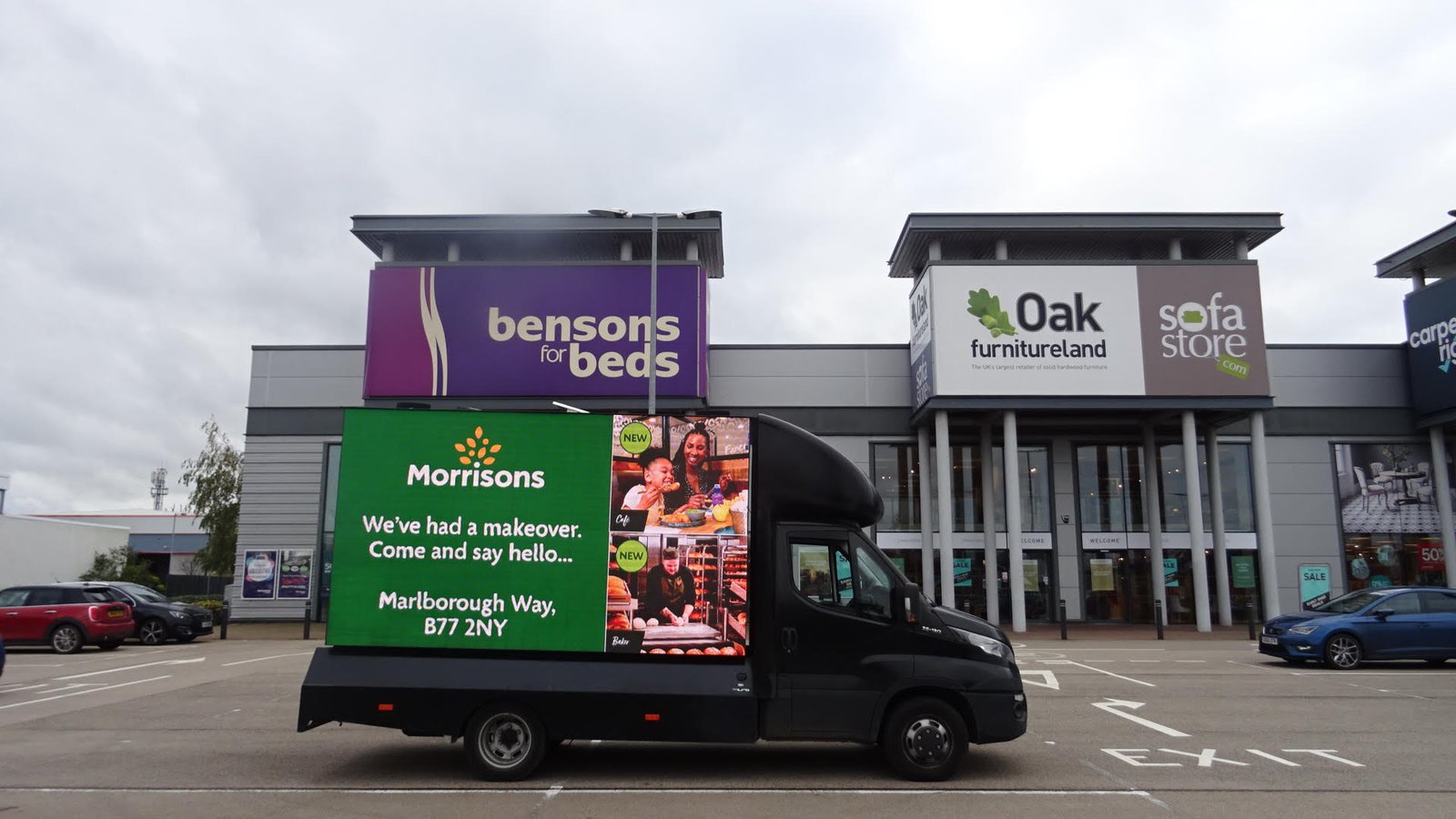 Digital advertising van displaying campaign content